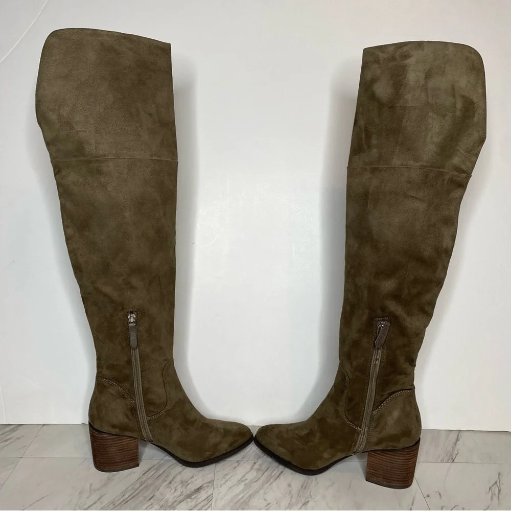 BP Luke Gray / Green Faux Suede Over The Knee Boot 8 1/2